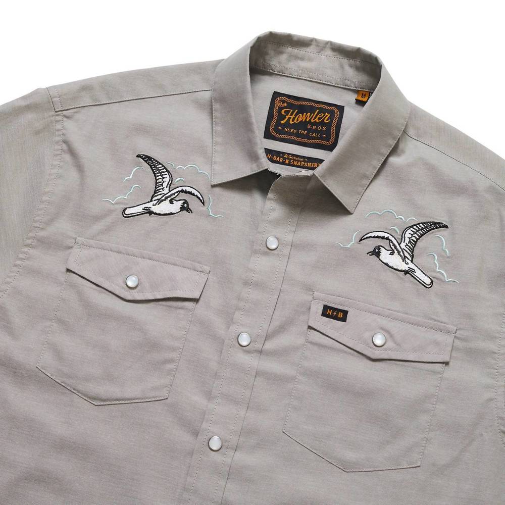 NEW HOWLER BROTHERS h bar soarin’ seagulls snapshirt in storm grey - Picture 2 of 3
